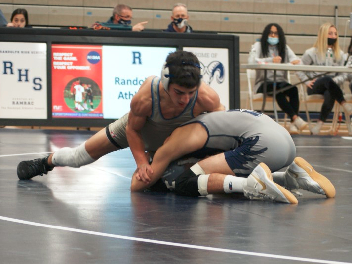 Freshman Mark Montuore has already had a huge impact on the team, taking out one of Randolph's best wrestlers here.