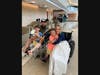 Autumn Majeski has had only minutes with her children since the motorcycle she was riding on was struck by a car May 30 in Tinley Park. Here, they meet briefly in the hospital lobby. 