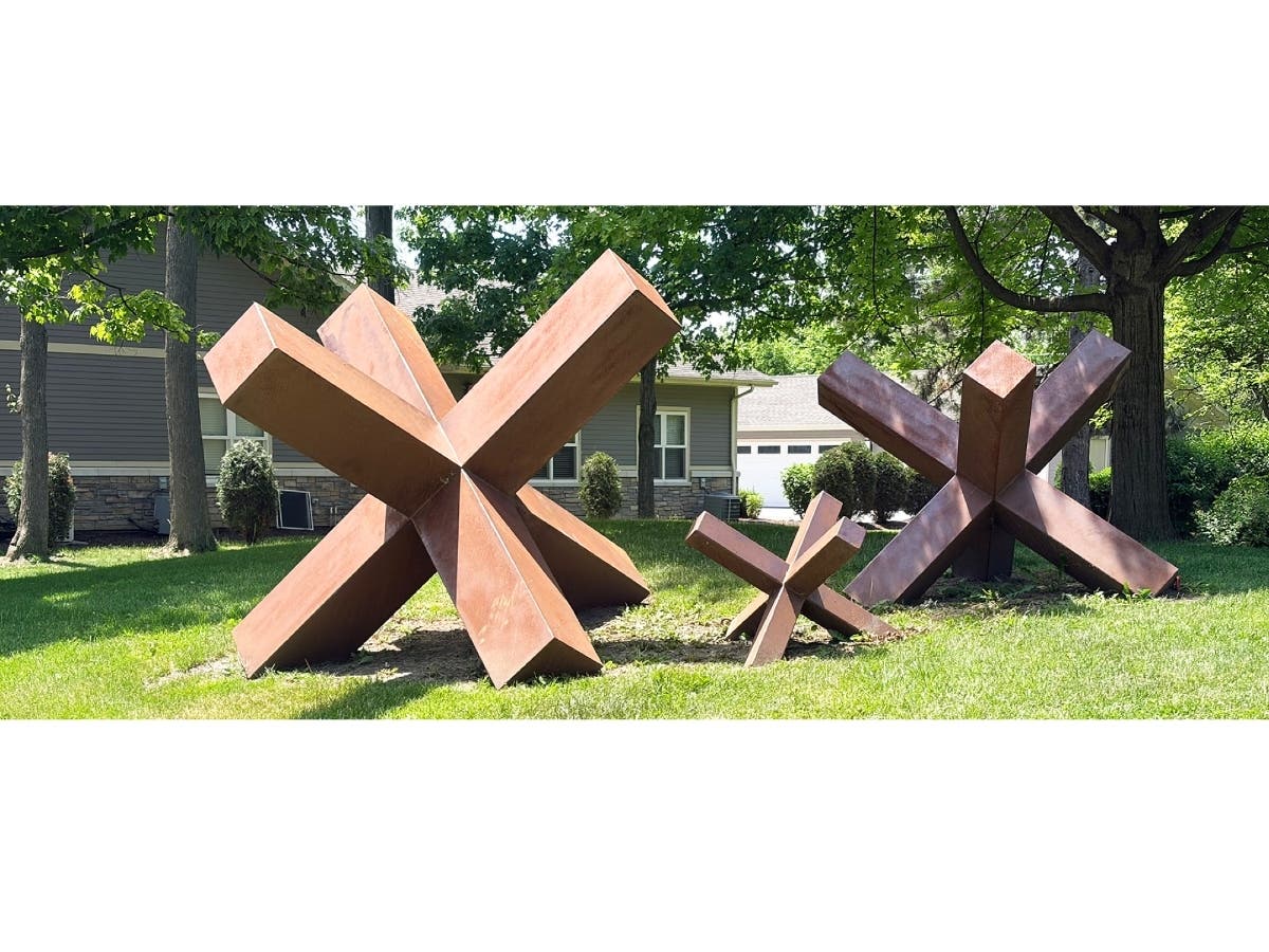 Land Jacks, a Corten steel sculpture made by New Lenox-based artist Jason Verbeek, will be a permanent installation in the Village of Flossmoor’s public art collection, thanks to a donation from the Frankfort Arts Association.