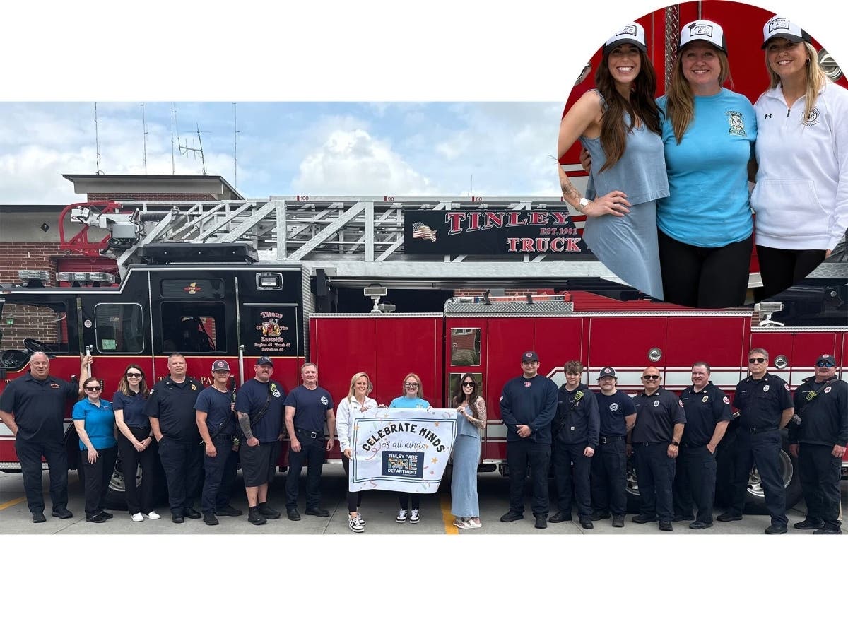 Tinley Fire's Michelle Boone (center) led an autism awareness t-shirt sale fundraiser, with proceeds going to Advocates of Acceptance, founded by Jeanine Kozlowski (left), and Super Celtics Special Needs Basketball Camp, founded by Jenna Maziur. 