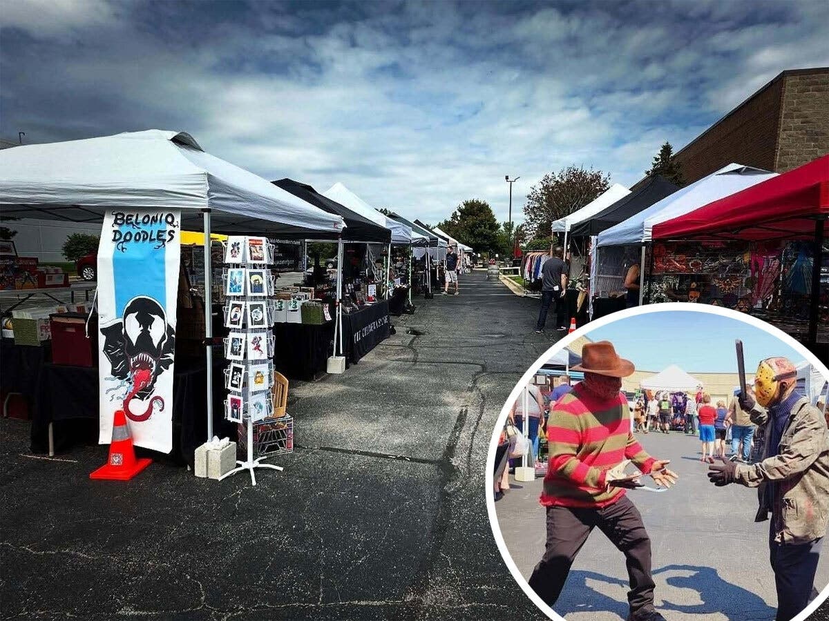 A photo from Comic and Cosplay Market 2025, and one from the 2024 market showing two well-known characters facing off (inset).