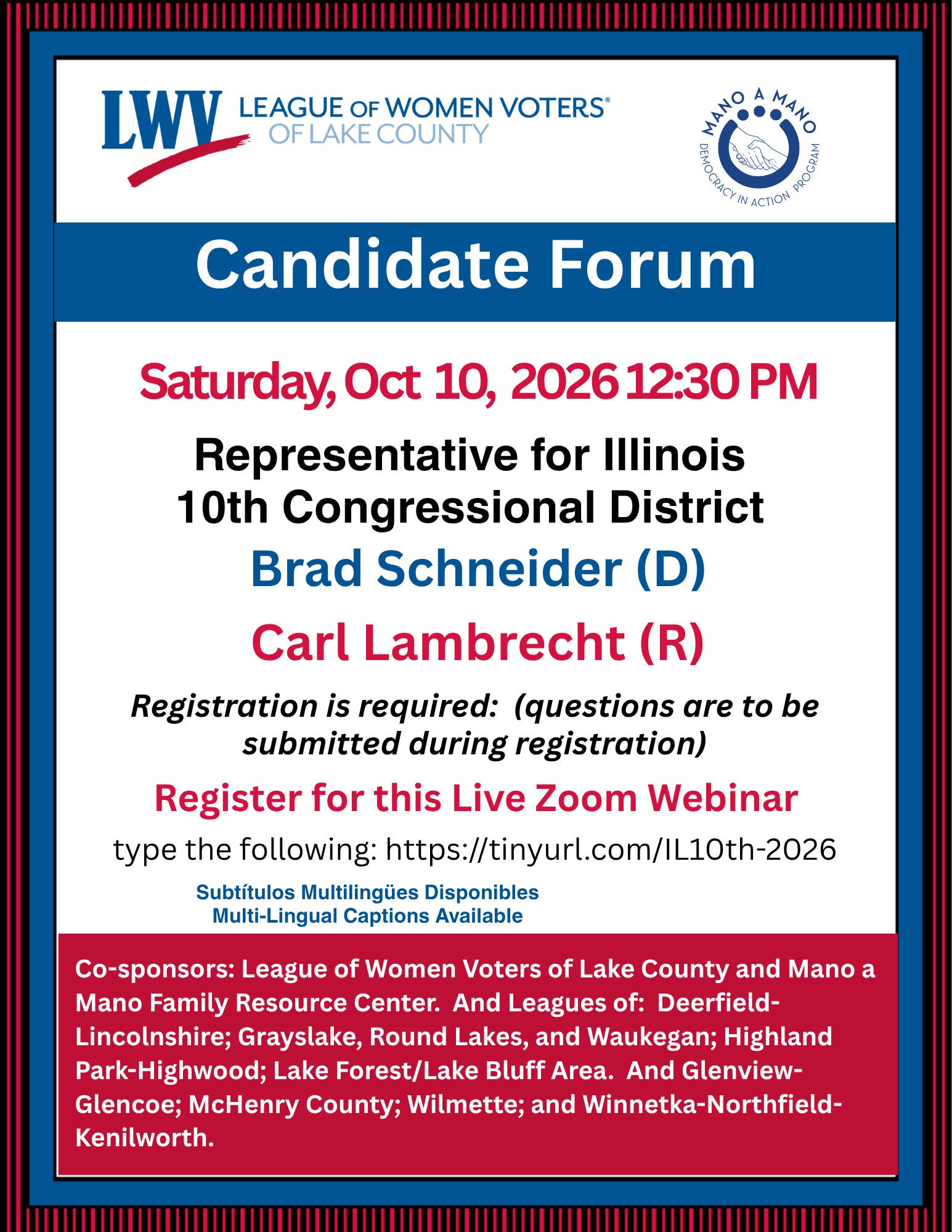 Candidate Forum: 10TH CONGRESSIONAL DISTRICT 