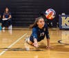 Emily McKee, senior outside hitter at King School, in action during the 2025 volleyball season.