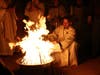 Father Andy Kruger by the Paschal Fire at the Pashal Vigil at Trinity Cranford