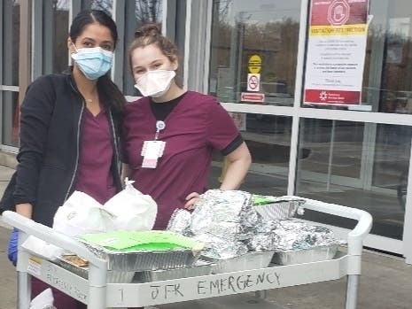 JFK Medical Center ER Workers Receiving Free Food, Coffee from Frappe Joe's Coffee located at nearby Colonial Village Shopping Center. 
