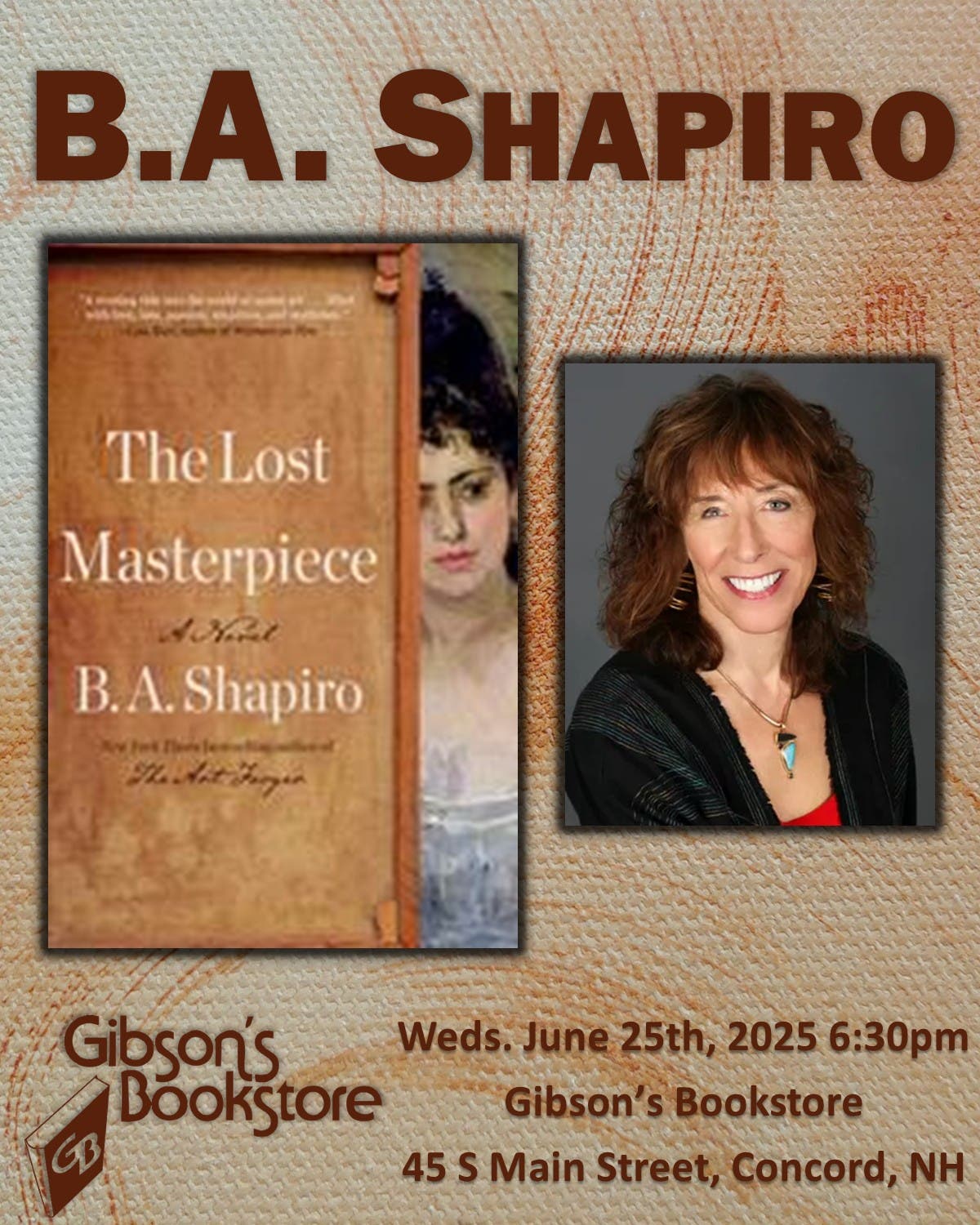 Author B.A. Shapiro - The Lost Masterpiece: A Novel