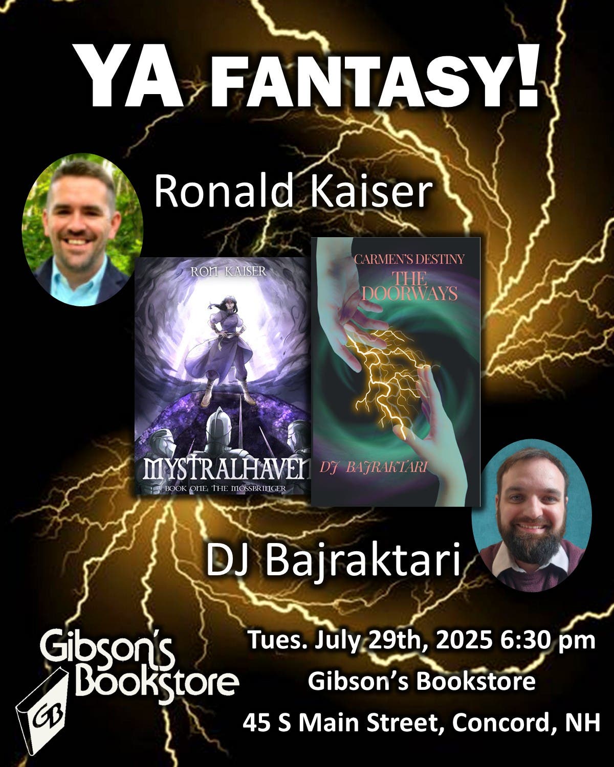 Two NH YA fantasy authors: Ron Kaiser and DJ Bajraktari