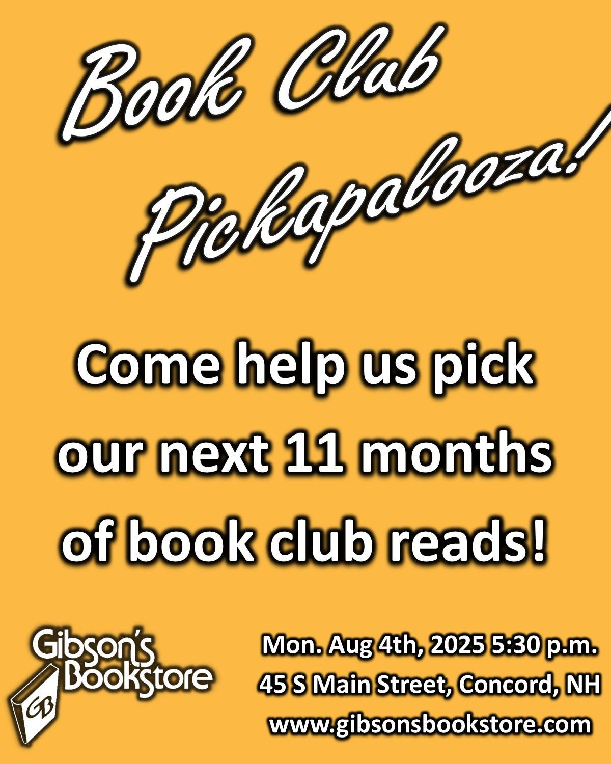 Gibson's Book Club picks their next 11 books!