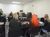 Cosmetology students are showing a flair for hair color in the first day.