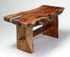 Wood & Turquoise Bench/Table