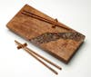 Wood & River Rock Sushi Board and Chopsticks