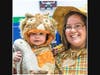 Mrs. Dobrosky, Kindergarten teacher with prospective ESCA student at ESCA's Halloween parade.