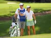 JOHNS CREEK, GA - JUNE 24: PGA Professional, Allie Knight and her caddie on the seventh hole during the first round for the 2021 KPMG Women's Championship at the Atlanta Athletic Club on June 24, 2021 in Johns Creek, Georgia.
