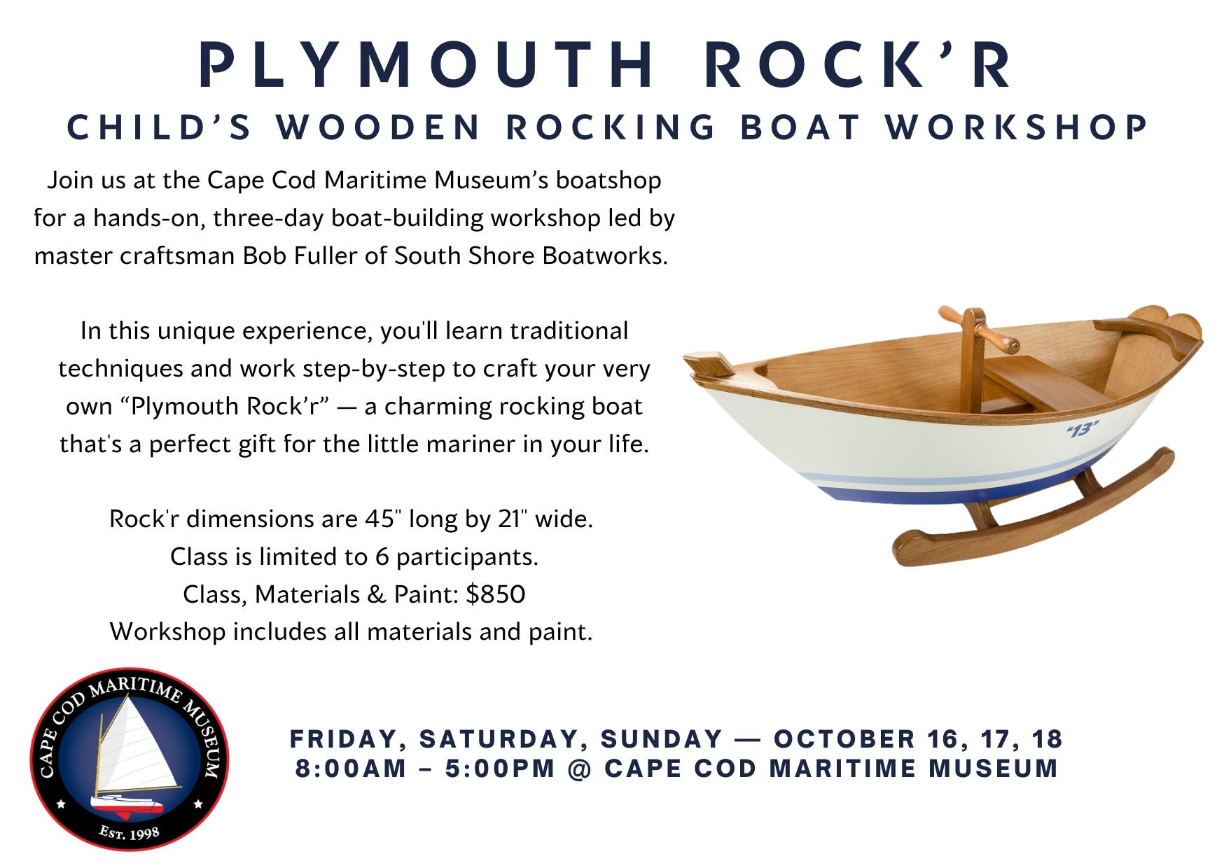 Plymouth Rock’r Child’s Wooden Rocking Boat Workshop