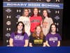 Rosary Spring Signing: Front row: Eliana Malatt, Lacey Mindock, Grace Kopcio. Back row: Kylie Loquercio, Hope Wehrli, and Morgan Witte.