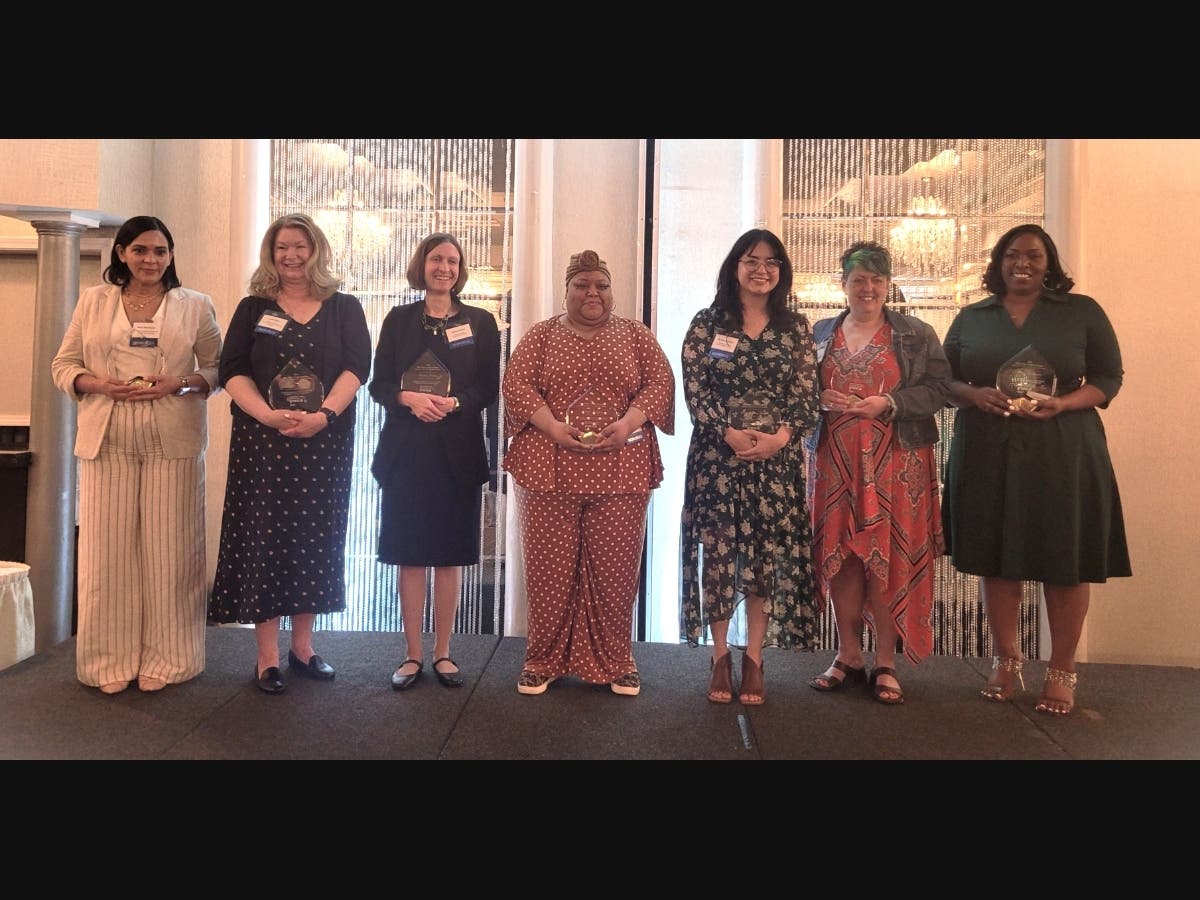 Recipients of the 42nd Annual YWCA Elgin Leader Luncheon awards are pictured from left to right: Maria Manrriquez, Leslie Wolko, Pietrina Probst, Kristal Thompson, Dr. Kristina Garcia, Jen Keller, and Tiffany Henderson. Not shown: Selena Tapia.