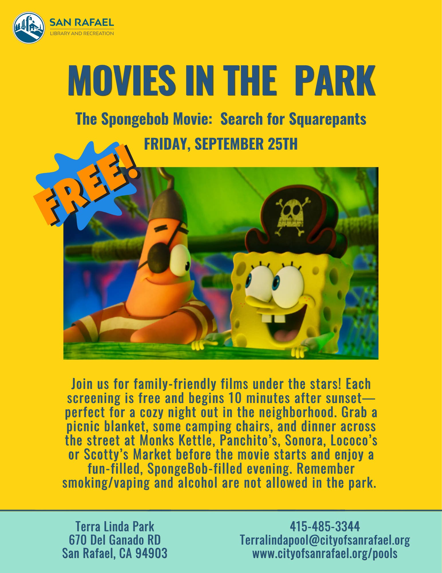 Movies In The Park: The Spongebob Movie: Search For Squarepants