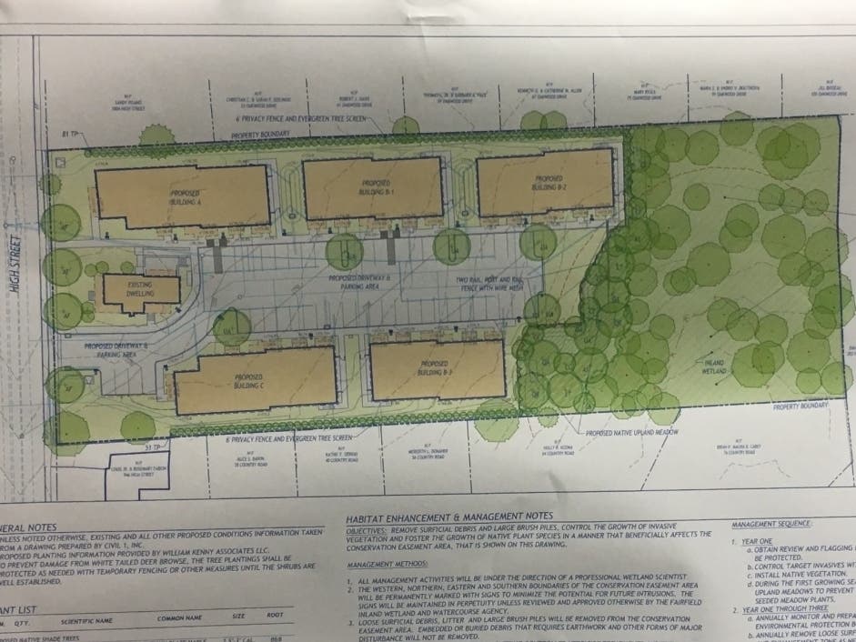 The proposal for 980 High St., shown above, was presented Wednesday to conservation officials.