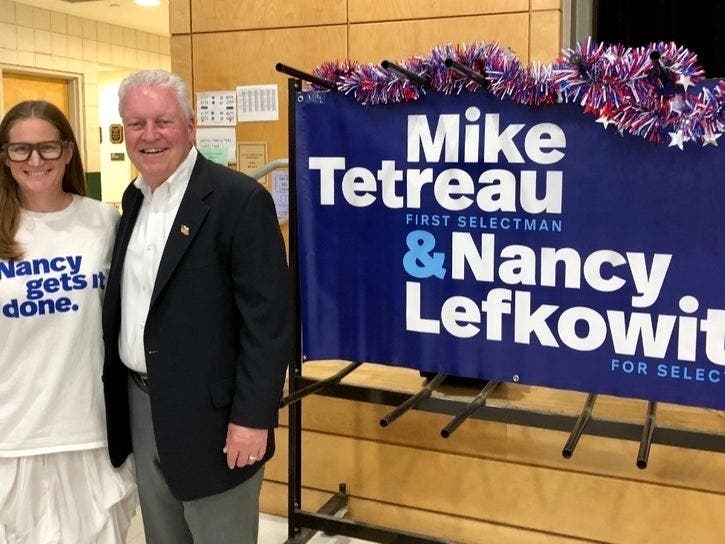 Nancy Lefkowitz (left) and Mike Tetreau are running for selectman and first selectman, respectively.
