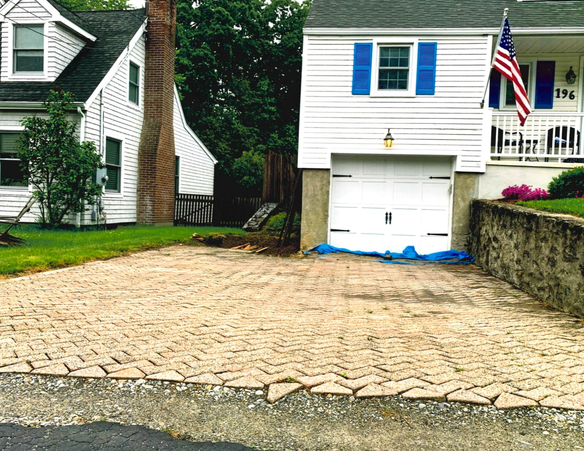 Pavers can be seen on the driveway of the Figlar Avenue home of Director of Public Works Joe Michelangelo.