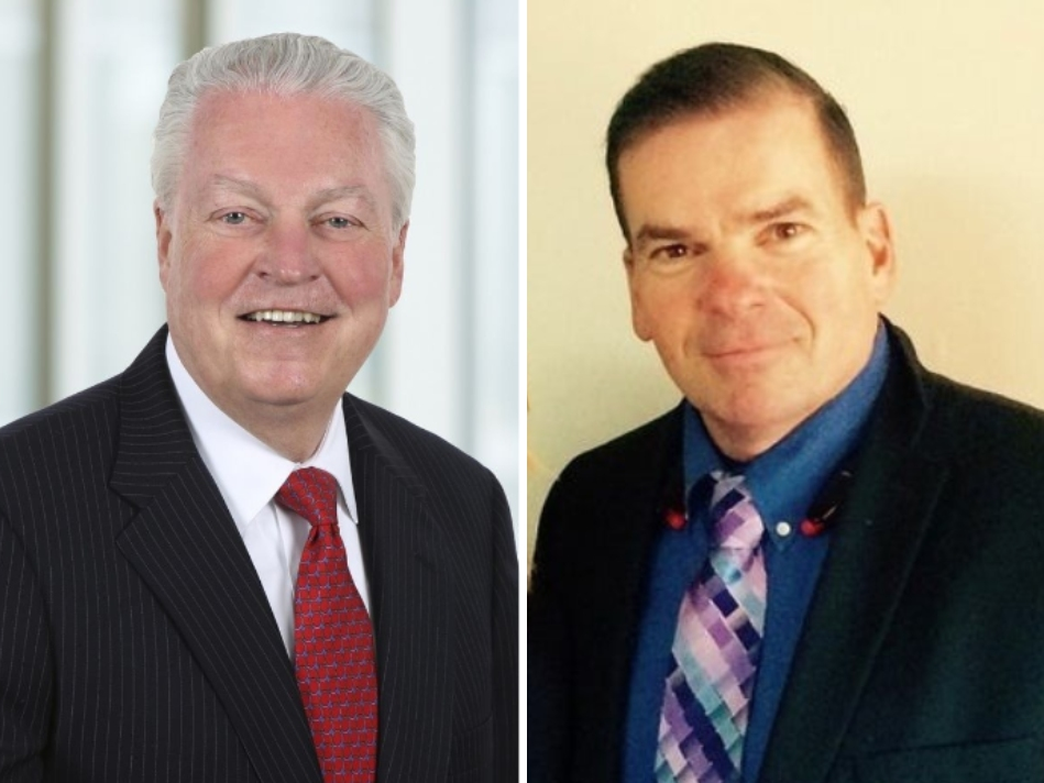 First Selectman Mike Tetreau (right) and retired chief of police Gary MacNamara.