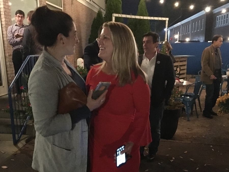 Brenda Kupchick mingles at an election night party after declaring victory in the race for first selectman.
