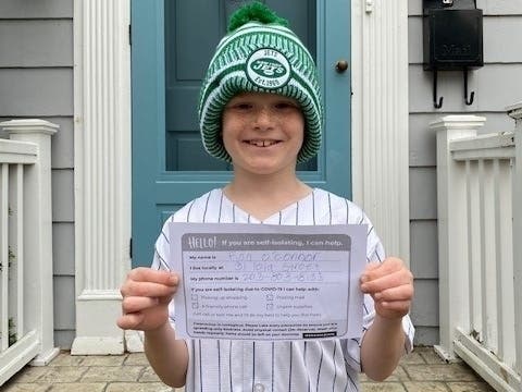 Finn O'Connor is leaving helpful notes for his neighbors during the spread of the new coronavirus.