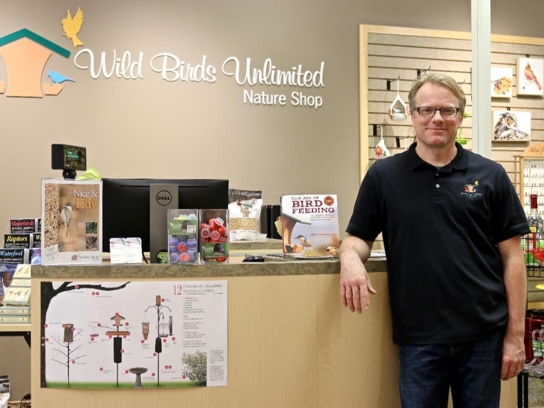 Chris Petherick and his wife are the only staff left in their bird watching supply store while the business is under state orders to close its physical location.