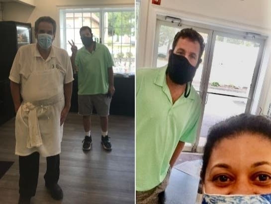 Adam Sandler stops to take photos with employees at Fred 06825.