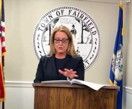 First Selectwoman Brenda Kupchick gives her annual State of the Town speech.