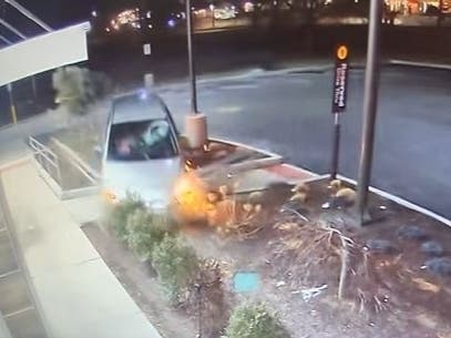 A car crashes Jan. 29 at a Fairfield McDonald's restaurant.