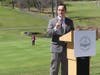 Director of Parks and Recreation Anthony Calabrese speaks at a grand opening ceremony Tuesday for the town's golf clubhouse.