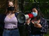 Sarah Genovese speaks at Monday's walkout.