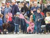 Jenny Brunet (center) and Sylvie Shaw wave to the participants in the Fairfield Memorial Day Parade.