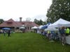 Vendors are set up Friday on the Pequot Library lawn.
