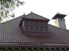 Tiles are seen on the new roof at Pequot Library.
