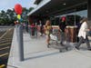 Customers enter the Aldi store in Fairfield at its grand opening Thursday.