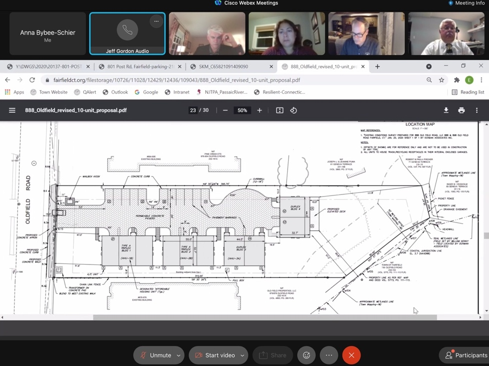 An image of a proposed rental townhome development is presented Tuesday during a virtual public hearing.