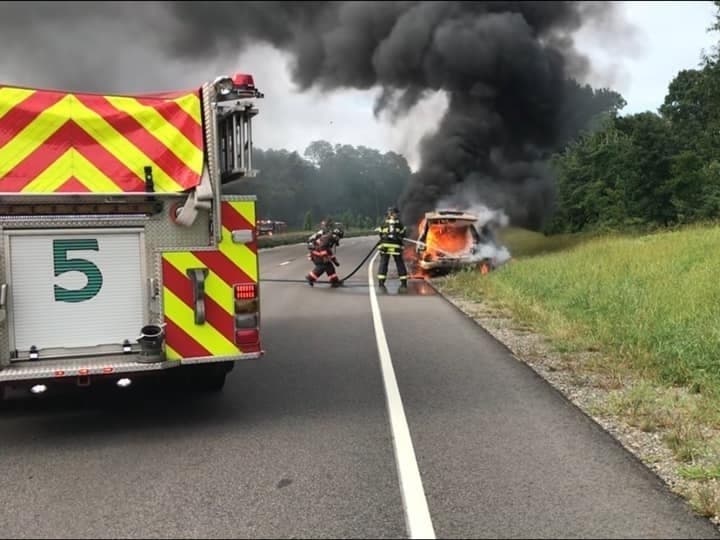 Firefighters respond to a vehicle fire Saturday in Fairfield.