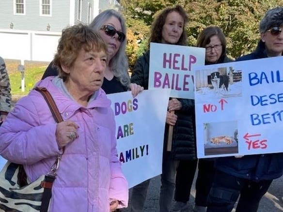 Protesters gather Sunday in Greenfield Hill.
