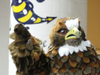 The Ludlowe Falcon cheers on the team.