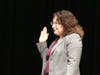 Representative Town Meeting member Sharon Pistilli of District 3 takes the oath of office.