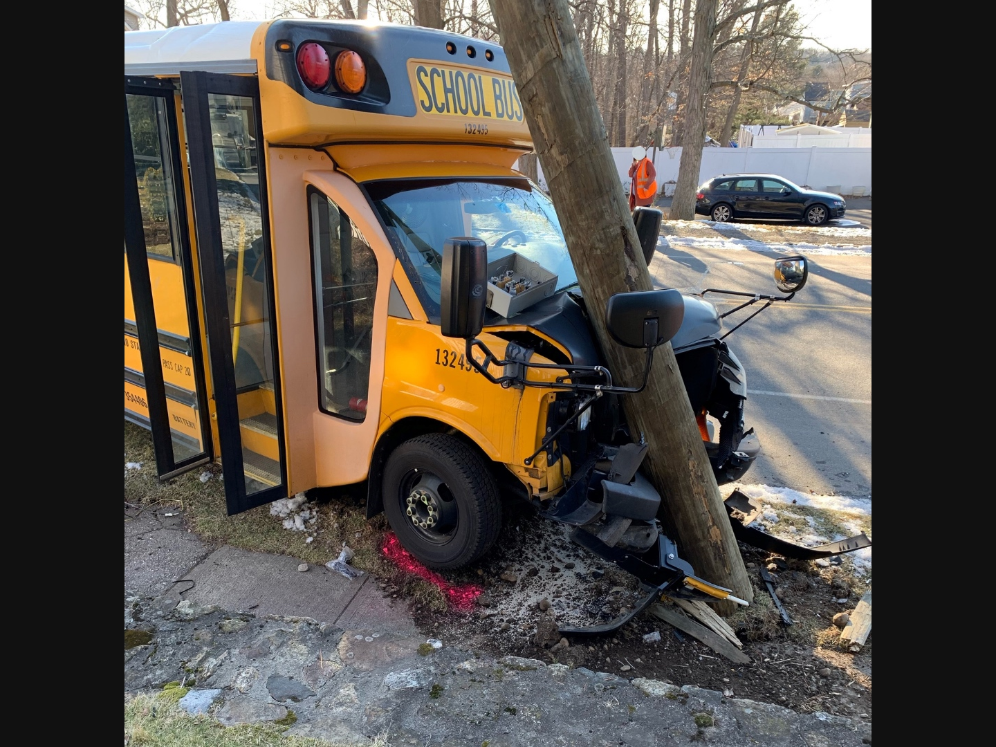Fairfield police responded to a school bus crash Monday.