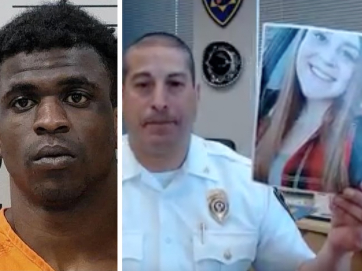 Deundrea S. Holloway is accused of killing Liese Dodd, whose photo is held by Alton Chief of Police Marcos Pulido.