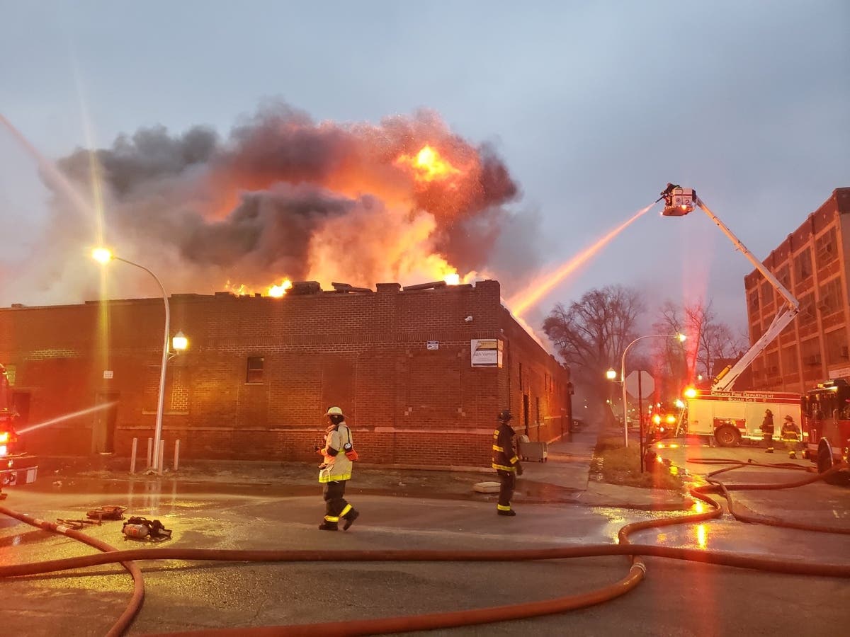 Firefighters respond to a blaze in the 4500 block of West Fulton Street.