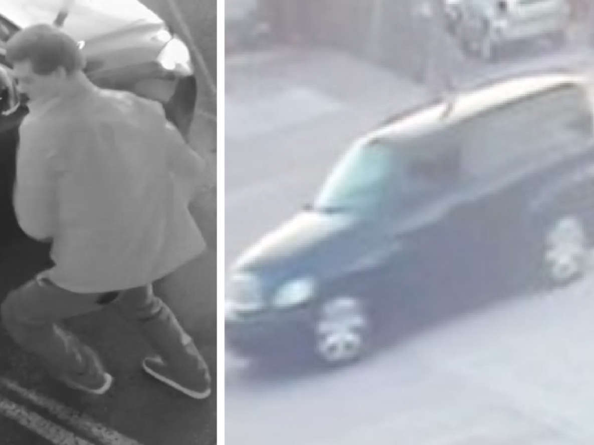 The man and vehicle pictured are being sought by police in connection to a fatal stabbing Wednesday, according to reports.