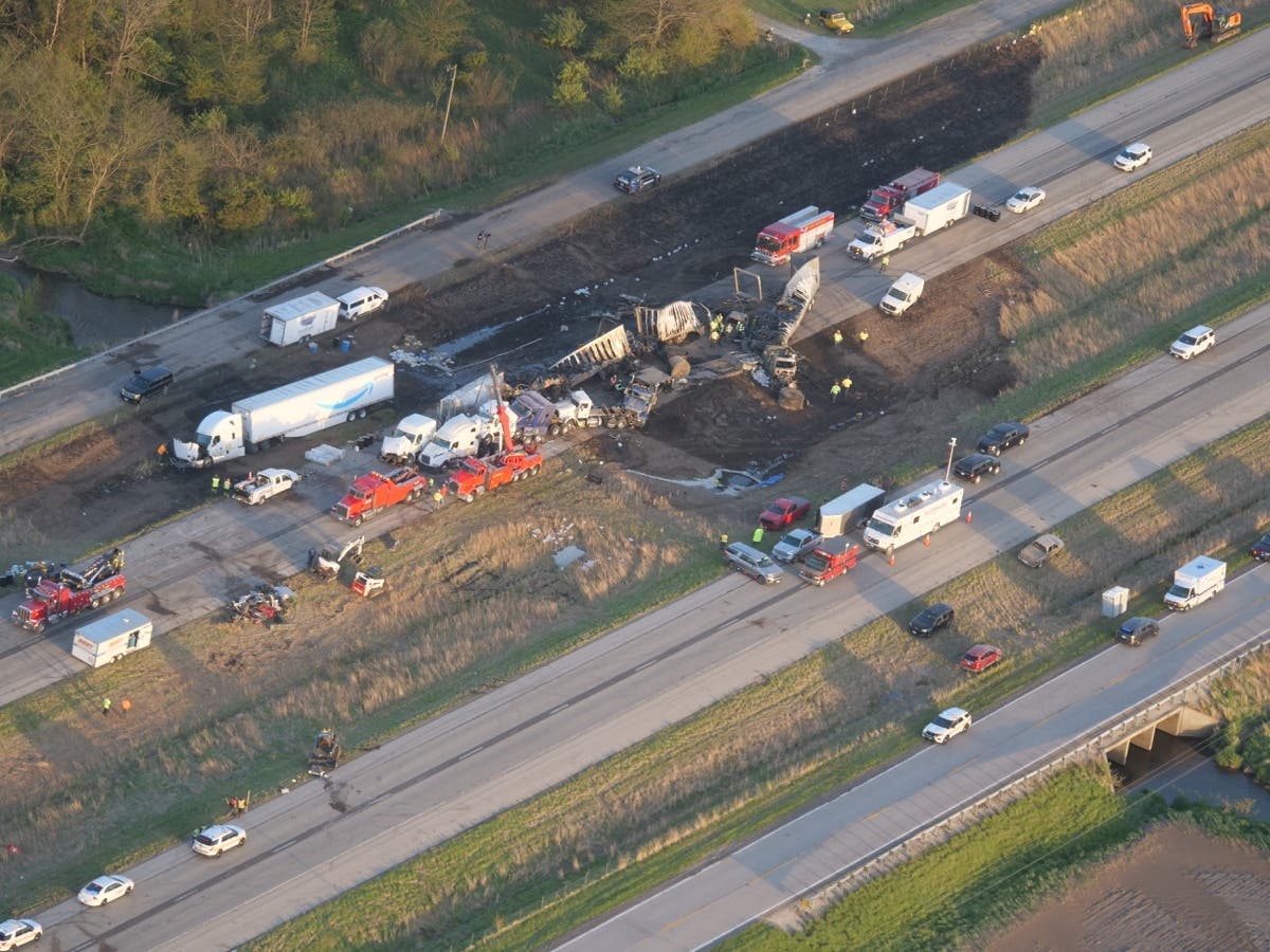 The aftermath of a massive dust storm May 1 is seen on Interstate 55.