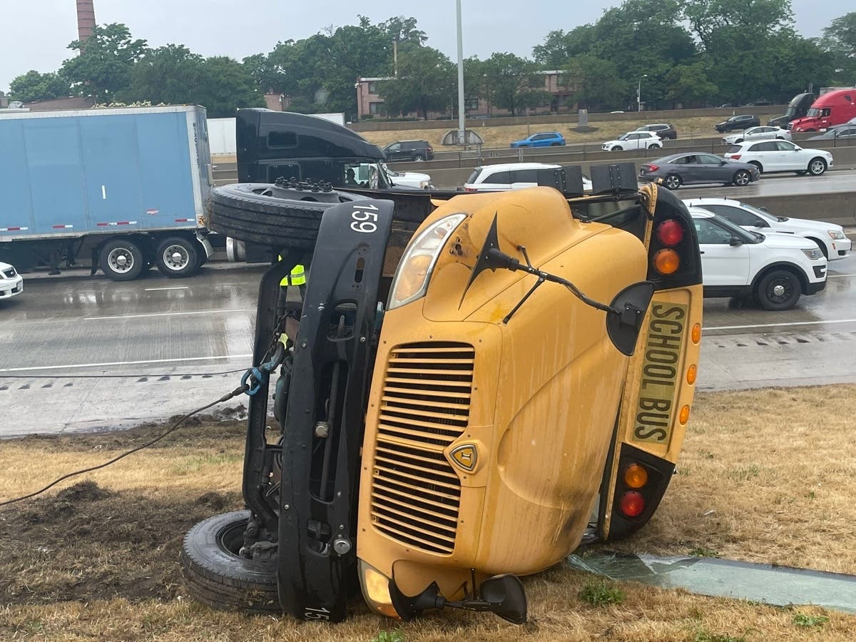 A school bus was involved in a rollover Tuesday afternoon on the Dan Ryan, according to authorities.