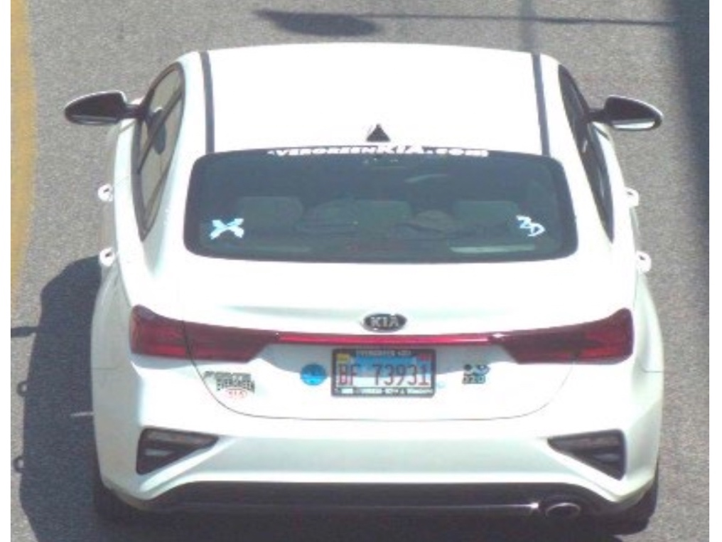 Authorities are seeking a stolen Kia in connection with two robberies.
