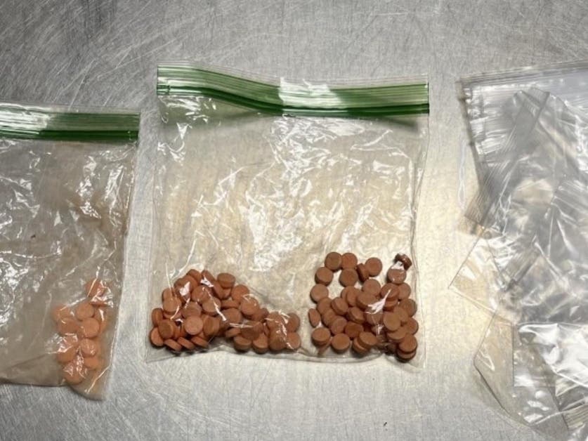 While searching the vehicle of Scott Fugere, 33, of Alamo, on Sunday, due to its having expired registration at a gas station on First Street, officers found 97 Adderall pills and sales packaging, police said, with more found in a further search.